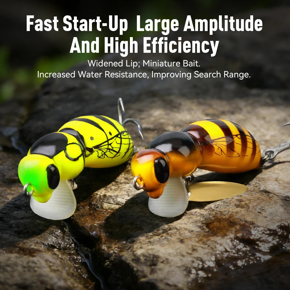 3Pcs Wasp Minnow Topwater Fishing Lure Two Types 35mm 3.9g Floating Spinner Single Hook Artificial Hard Baits Bass Pike