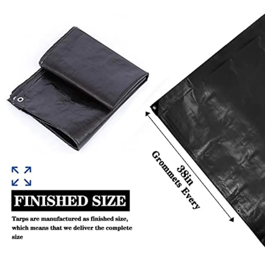Tarps Heavy Duty Waterproof 14x14ft, Tarp 16MIL Plastic Tarpaulin Outdoor Tarp Cover for Emergency Rain, Patio Furniture, Wood,