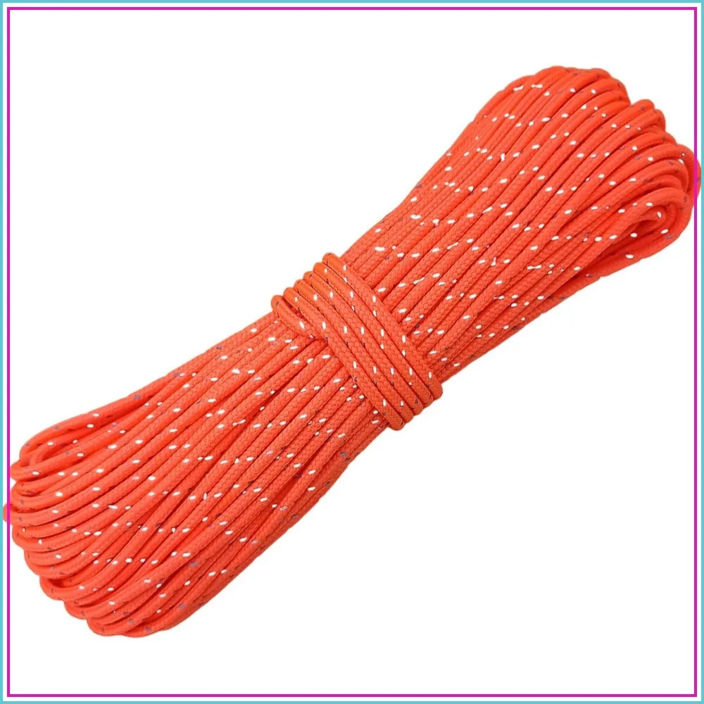 Ultralight Reflective Guyline Paracord, 2mm Thin Cord for Tent Tarp Camping, 65ft Orange