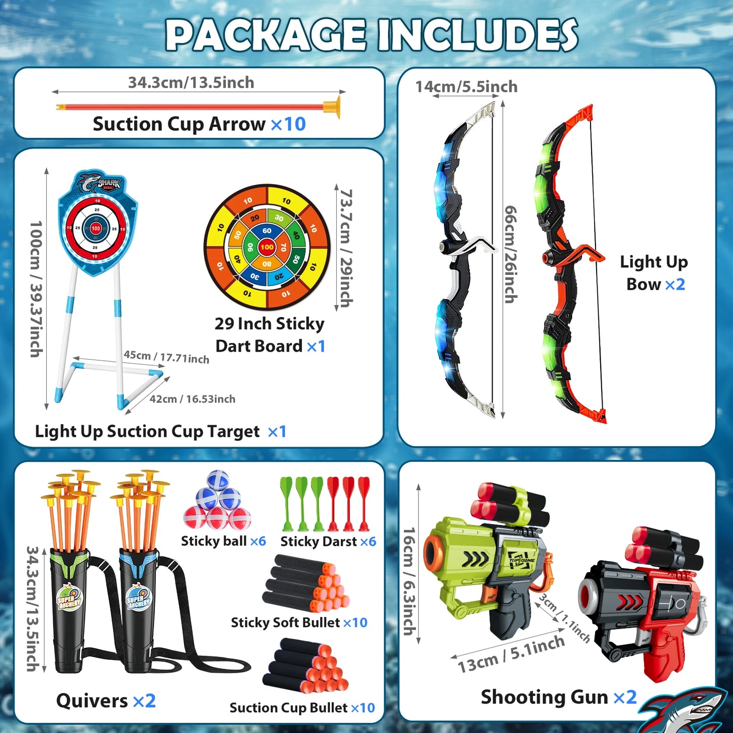 Night-Light Bow Arrow Guns Toy For Kids Archery Stand Target Board Indoor Outdoor Game Toys Boys Girls Christmas Gift