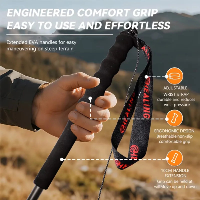 110g Ultra-Light Foldable Carbon Fiber Trekking Poles – Hiking Sticks, Walking Sticks for Trekking & Hiking