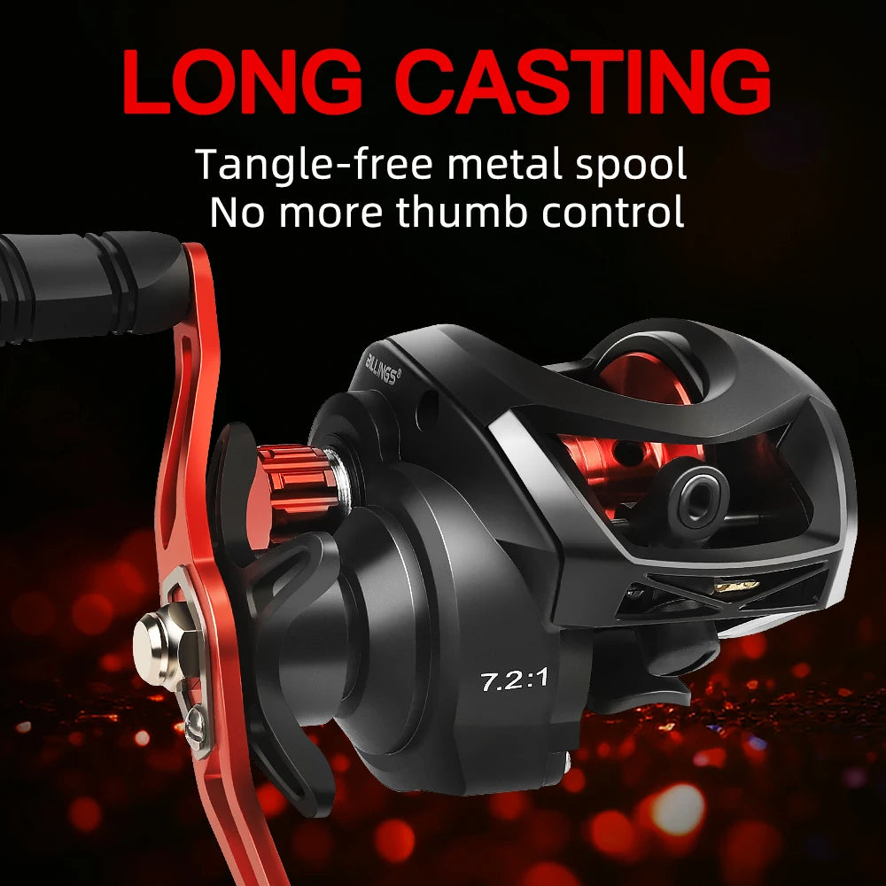 Reel 8KG Max Drag Baitcaster Fishing Reels 7.2:1 Gear Ratio Magnetic Brake System Casting Reel for Freshwater Saltwater Bass Trout Carp Fishing