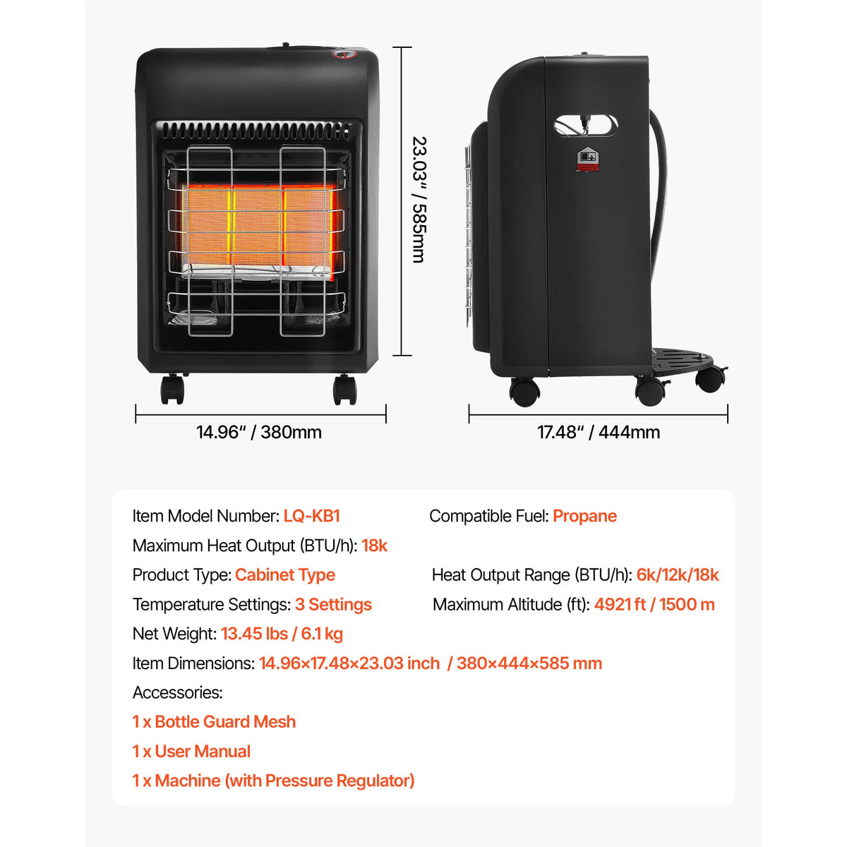 SucceBuy Portable Propane Heater with Stepless Temp Settings & Tip-over Protection Portable Garage/Shop for Sports Boating RVs
