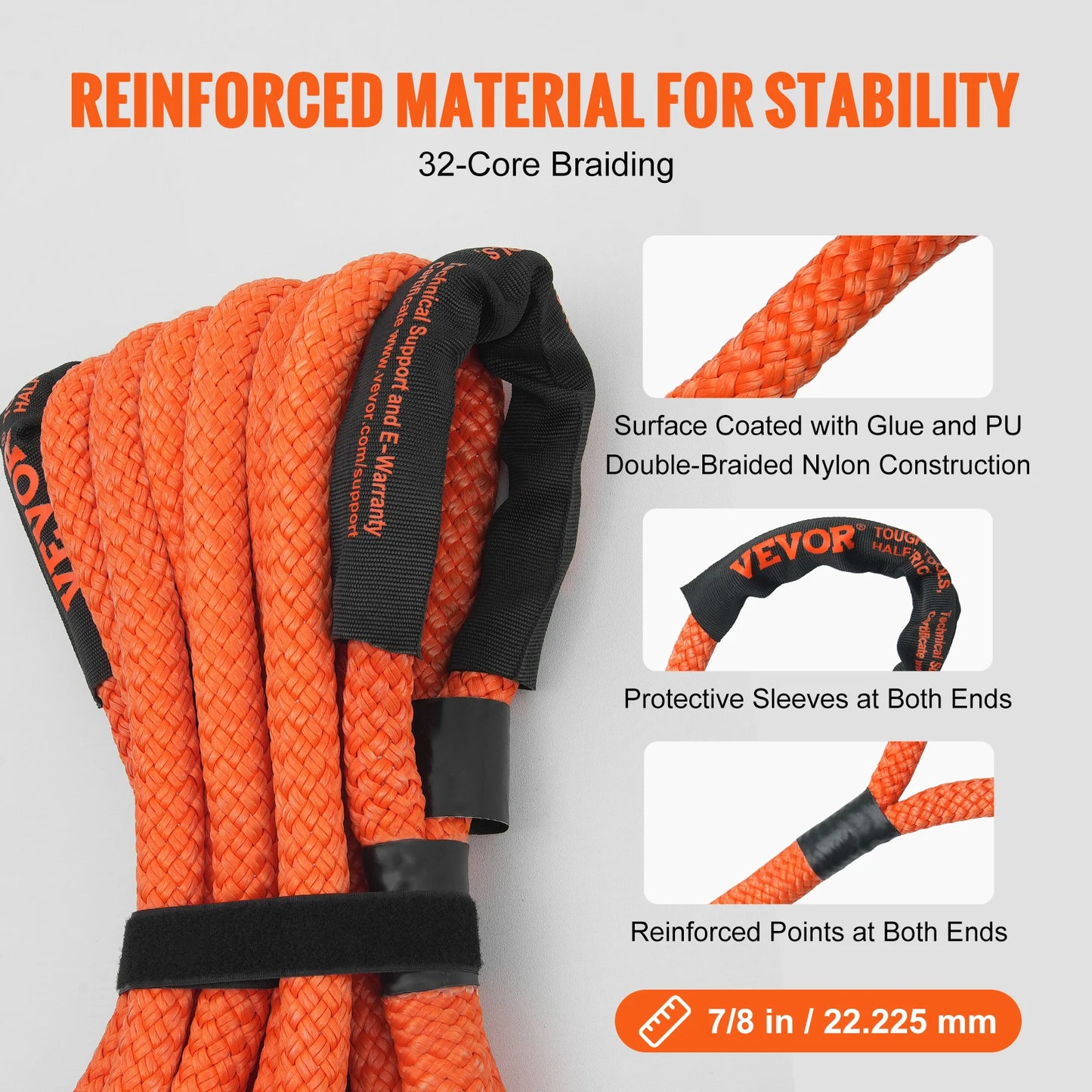 20/30ft Car Towing Rope Off Road Snatch Tow Strap Rescue Recovery Resistant Which Rope for Jeep Car Truck ATV Tractor