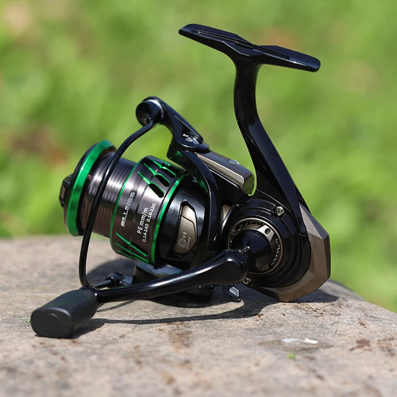 Spinning Reel 6KG Max Drag Double CNC Aluminum Spool 5.1:1 Gear Ratio Double Rocker 5+1BB Durable Professional No Gaps Fishing Reels for Freshwater