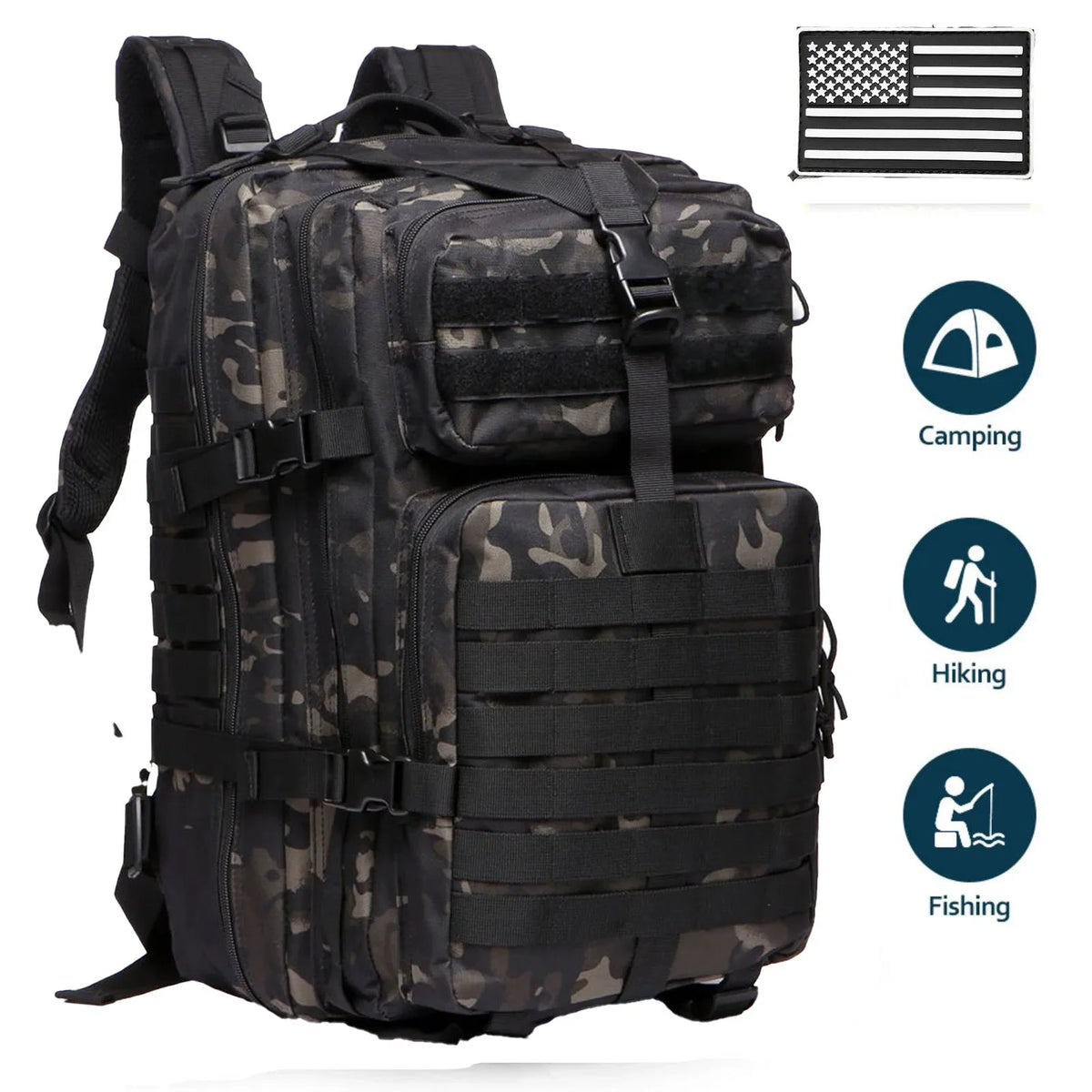 /50L Sturdy Nylon Waterproof Tactical Sports Trekking Fishing Hunting Camping Hiking Bag Backpack Outdoor Rucksacks