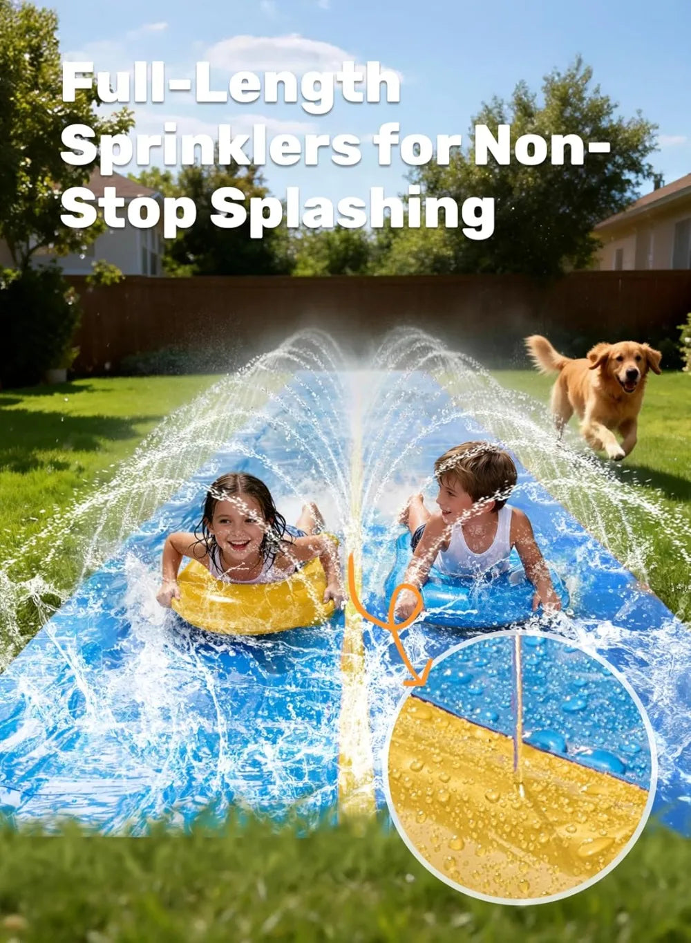 30ft x 6ft Huge Water Slide with Built-in Sprinkler & 2 Inflatable Boards for Kids Adults Outdoor Party Summer Fun