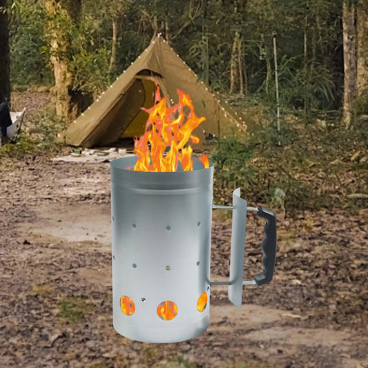 Fast Fire Chimney Starter High Temperature Resistance Charcoal Fire Bucket Multifunction for Outside Grill BBQ Garden Camping