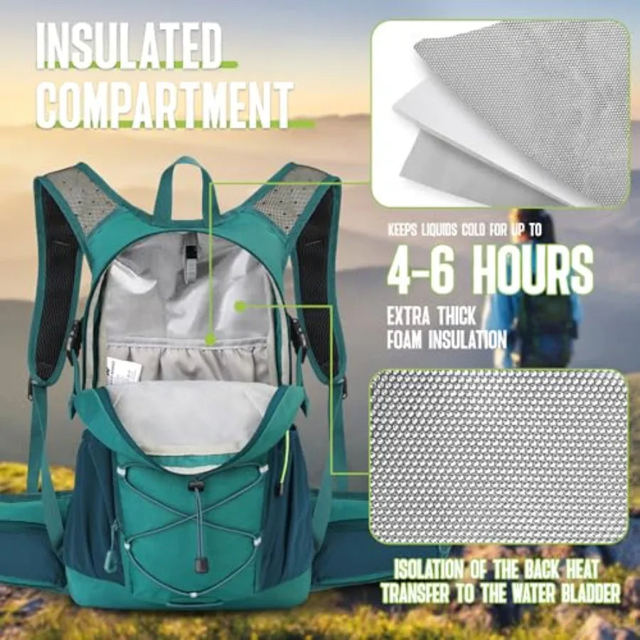 Hydration Backpack, 18L Multipurpose Hiking Backpack with 3L Water Bladder, Water Backpack Insulated Hydration