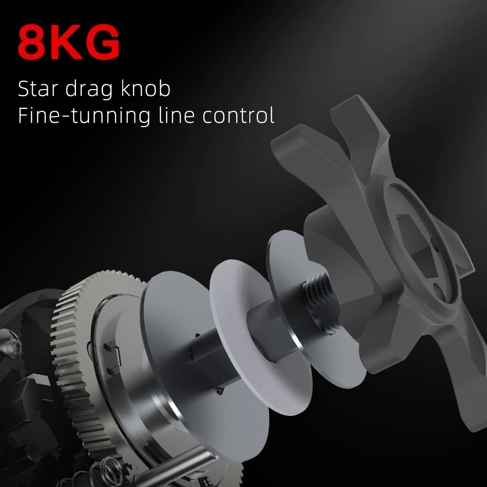 Reel 8KG Max Drag Baitcaster Fishing Reels 7.2:1 Gear Ratio Magnetic Brake System Casting Reel for Freshwater Saltwater Bass Trout Carp Fishing