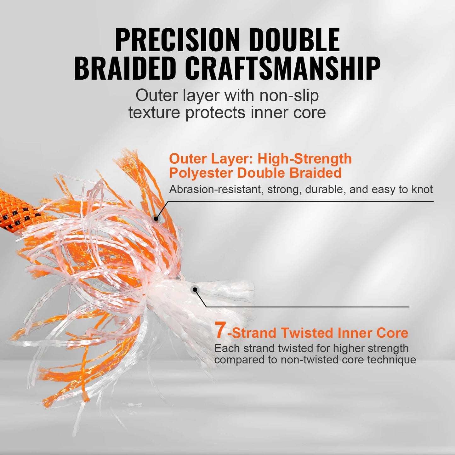 120ft Dual-Weave Polyester Cord 3/8 1/2 inch 48-Strand Multi-Use Rope for Arborist Activities Adventures Versatile
