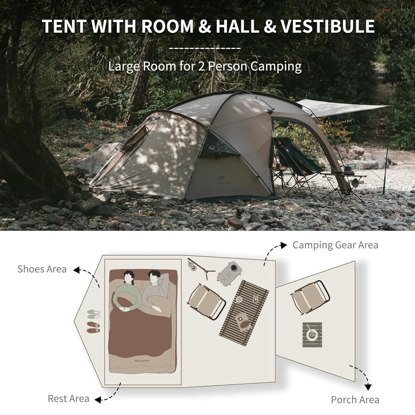 Waterproof Windproof 4 Season Tent 2 Person Cold Weather Winter Tents for Camping