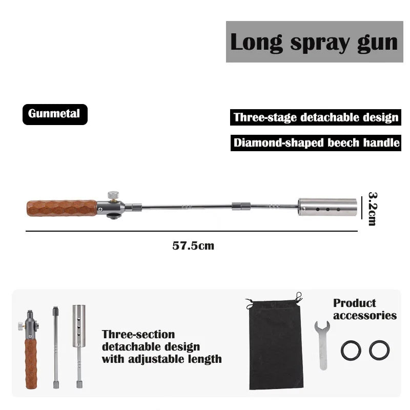 Long Handle Flamethrower, Detachable Stainless Steel Portable Camping Torch, Easy to Carry for Outdoor Fire Starting BBQ