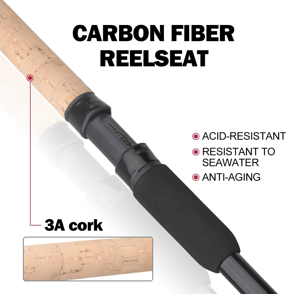 ROLLFISH 3.6m/3.9m Carbon Fiber Feeder Fishing Rod with 3 Spare Solid Tips, Pole Fishing rod EVA Grip Handle for Freshwater Carp