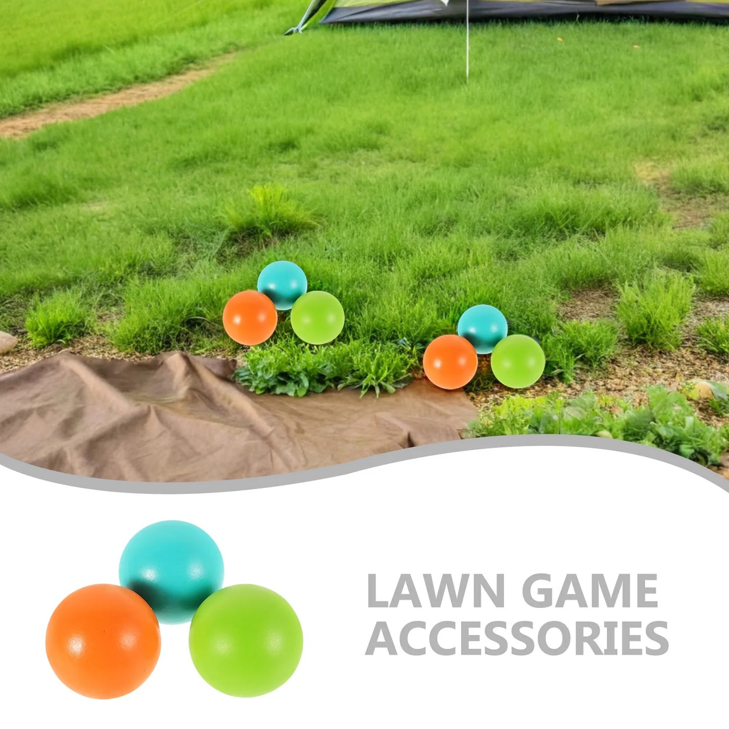 6Pcs Wooden Croquet Balls for Kids Outdoor Lawn Game Backyard Croquet Set with Wickets Family Activity Summer Picnic Garden Play