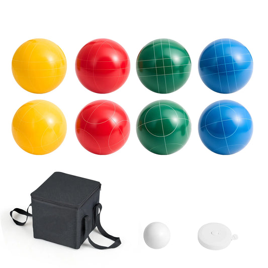 Ball Set 8 Resin Balls with Pallino Carry Bag and Measuring Rope Multi Color for Beach Lawn and Backyard Games