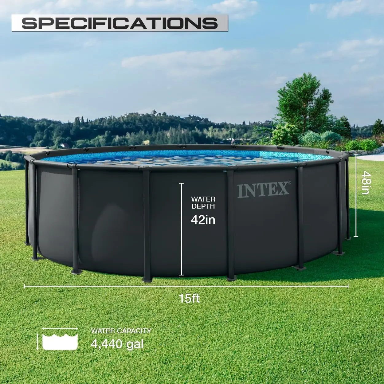 15ft x 48in Ultra XTR Frame Deluxe Above Ground Swimming Pool Set