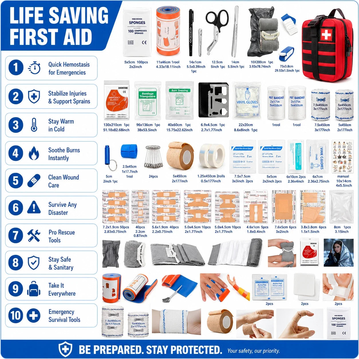 397Pcs Emergency First Aid Kit Tourniquet Trauma Kit Medical Bag Outdoor