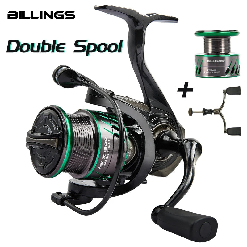 Spinning Reel 6KG Max Drag Double CNC Aluminum Spool 5.1:1 Gear Ratio Double Rocker 5+1BB Durable Professional No Gaps Fishing Reels for Freshwater