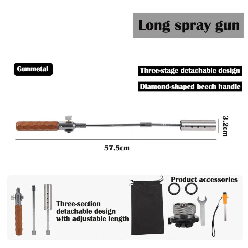 Long Handle Flamethrower, Detachable Stainless Steel Portable Camping Torch, Easy to Carry for Outdoor Fire Starting BBQ