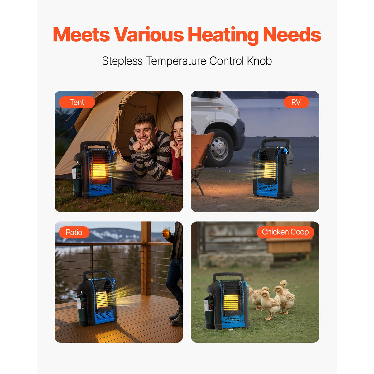 SucceBuy Portable Propane Heater with Stepless Temp Settings & Tip-over Protection Portable Garage/Shop for Sports Boating RVs