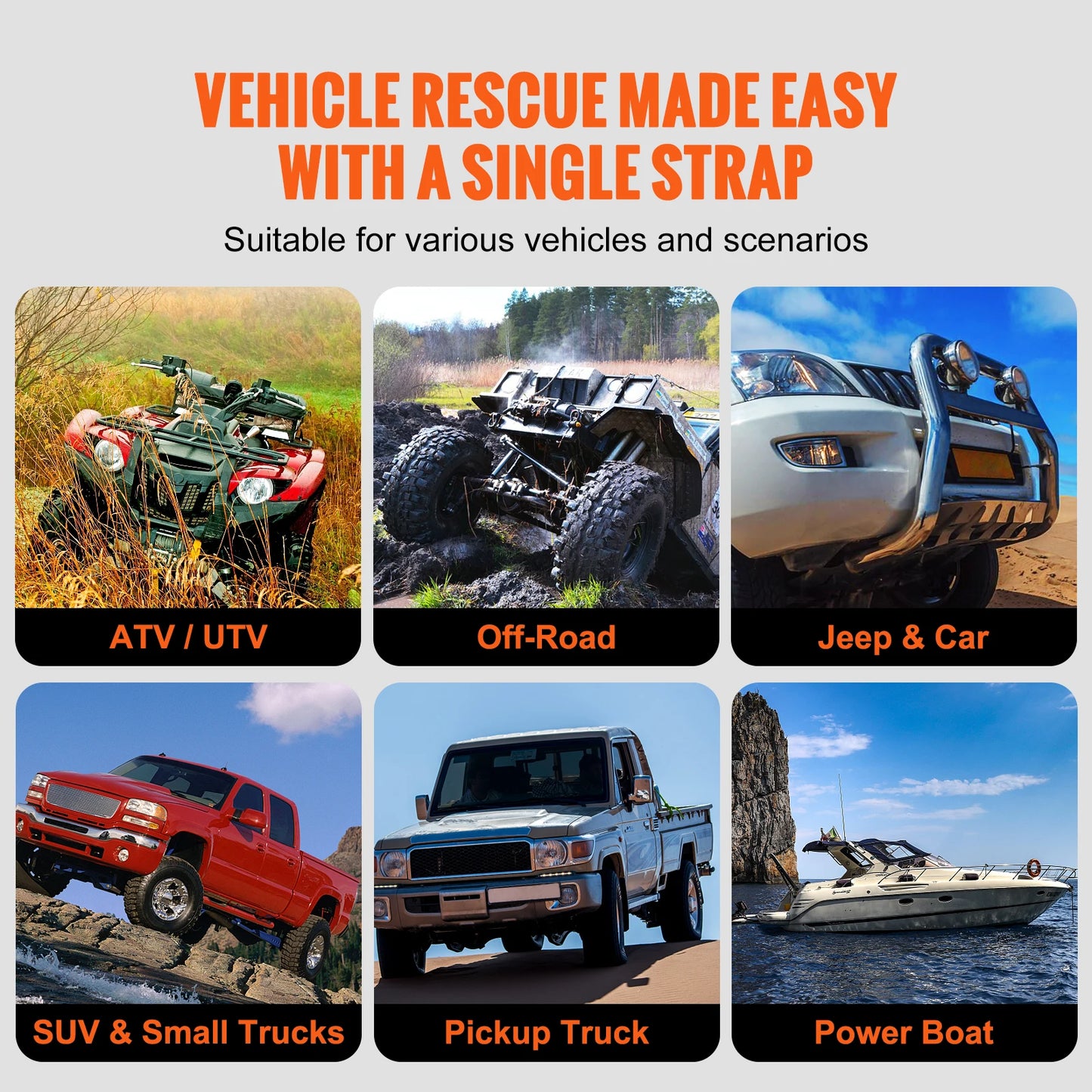 20/30ft Car Towing Rope Off Road Snatch Tow Strap Rescue Recovery Resistant Which Rope for Jeep Car Truck ATV Tractor