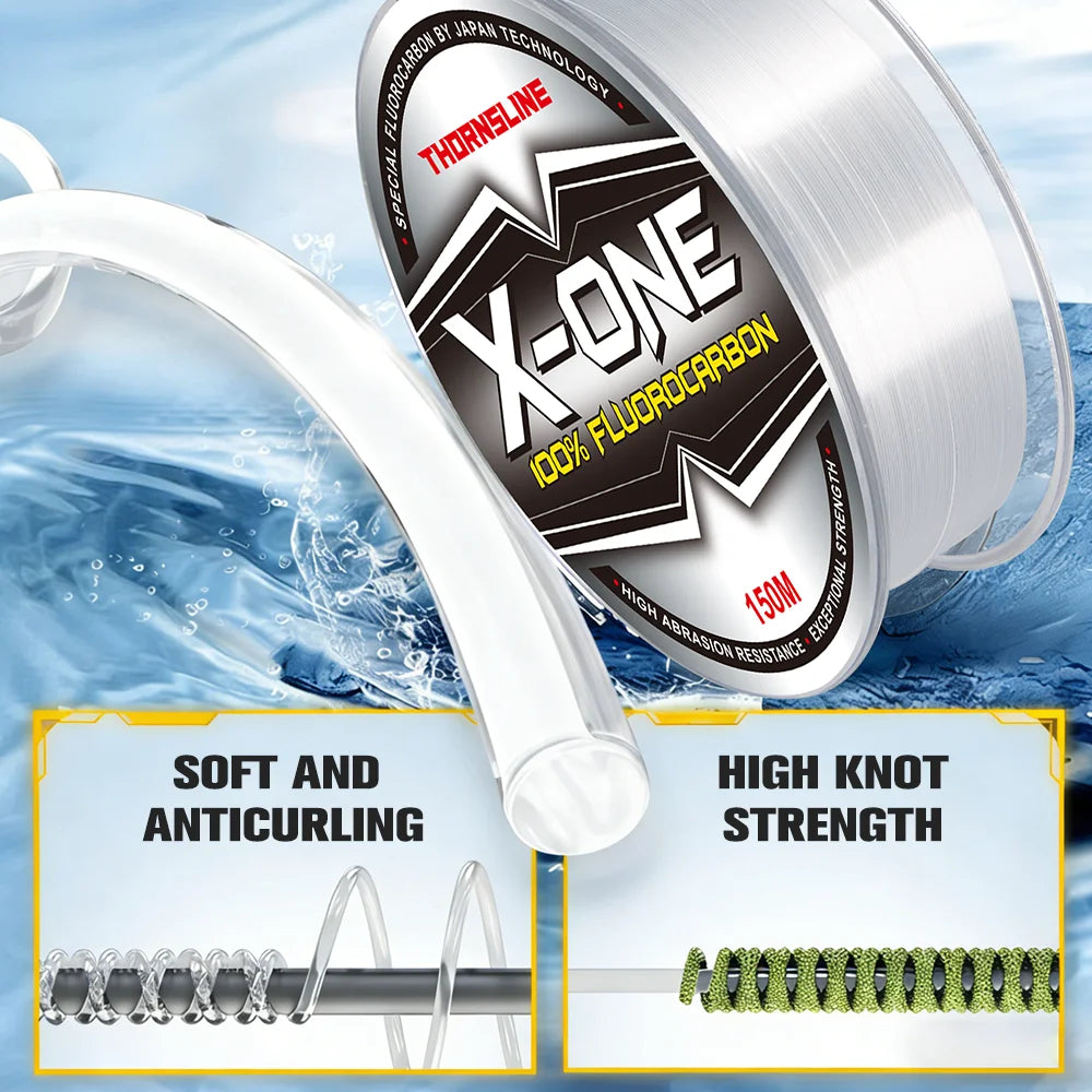 100% Fluorocarbon Fishing Line 50M 150M Carbon Fiber Leader Line Invisible Sinking Clear Monofilament Line 2-71LB