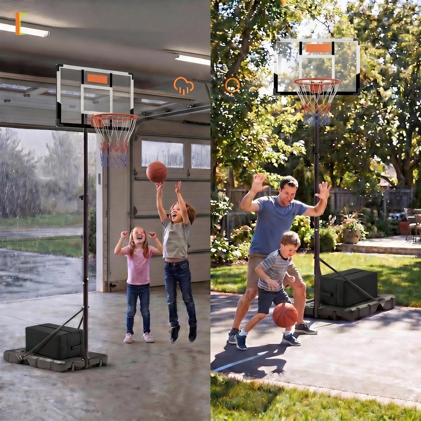 Basketball Hoop for Kids and Adults,Portable Adjustable 10 ft Basketball Hoop Outdoor Indoor,with Backboard,Net and Larger Base,in Pool Driveway Backyard Games