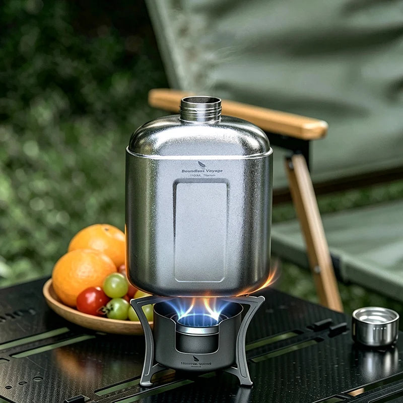 Titanium Bottle with Carry Bag 1.1L Open Flame Heating Canteen Leakproof Drinkware for Hiking Ti3012D