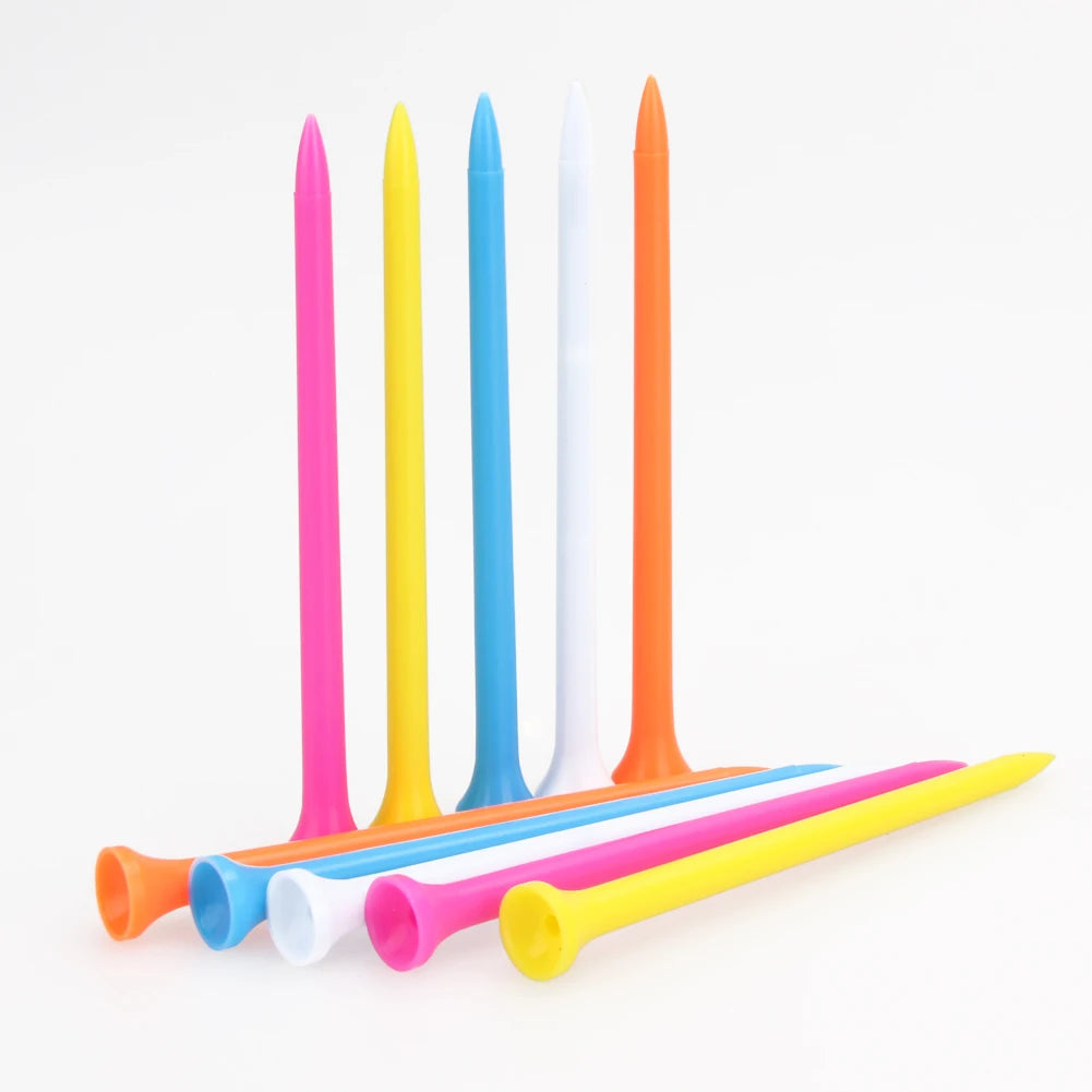 100pcs 100mm Mixed Color Plastic Golf Ball Tee Golf Holder Training Aid