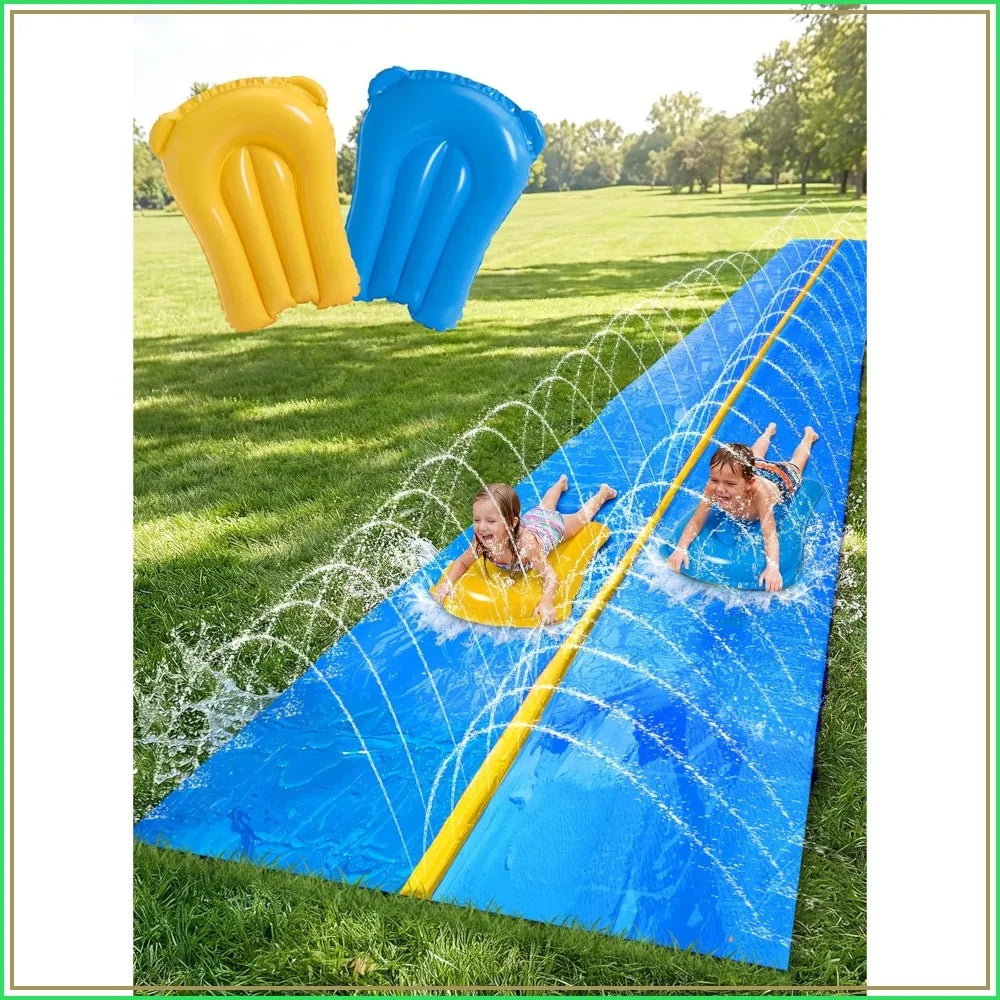 30ft x 6ft Huge Water Slide with Built-in Sprinkler & 2 Inflatable Boards for Kids Adults Outdoor Party Summer Fun