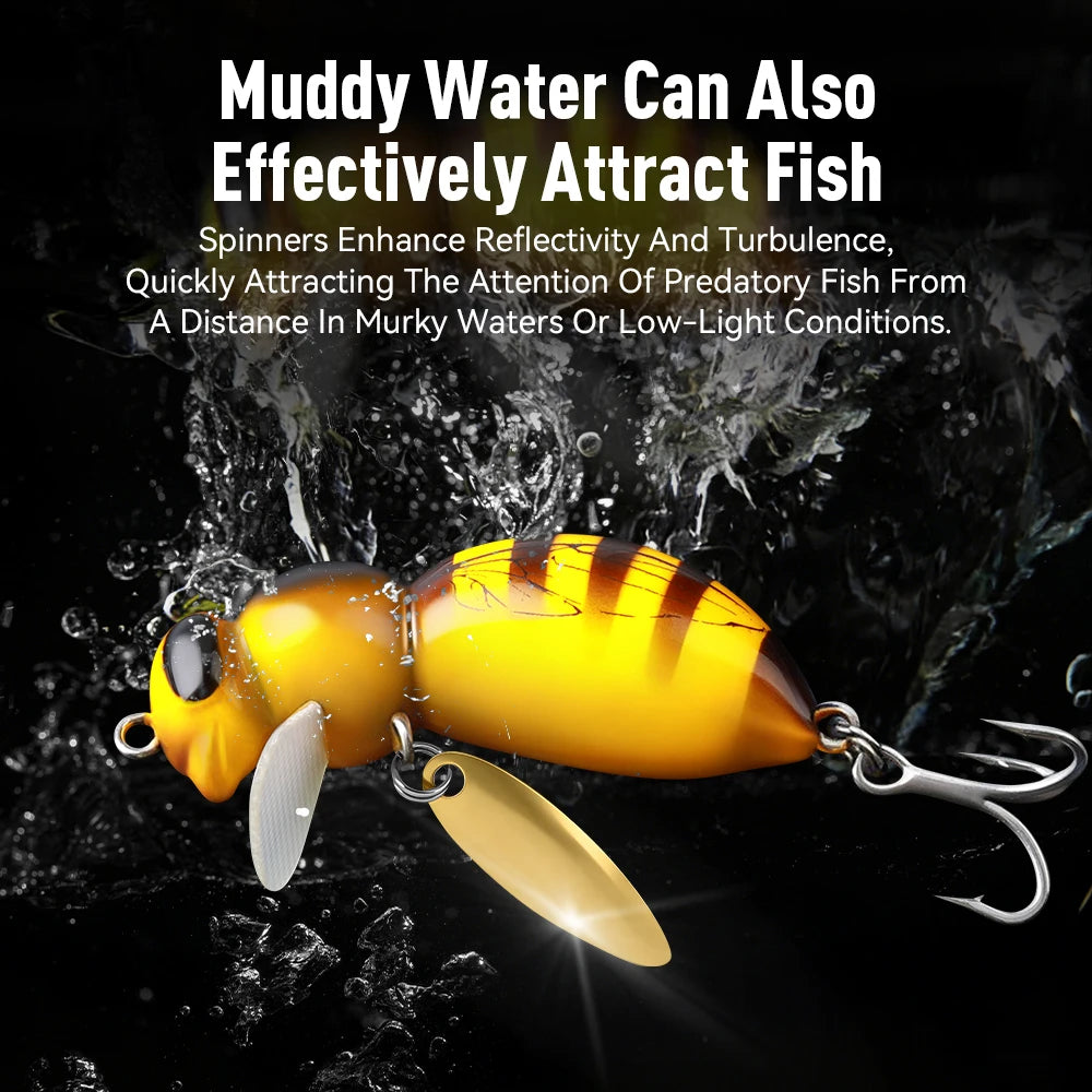 3Pcs Wasp Minnow Topwater Fishing Lure Two Types 35mm 3.9g Floating Spinner Single Hook Artificial Hard Baits Bass Pike