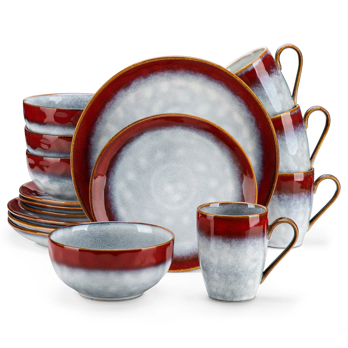 16/32/48-Piece Starry Dinner Set,Kiln Change Glaze Tableware Dinner Service with Dinner Plate,Dessert Plate,Bowl,Mug