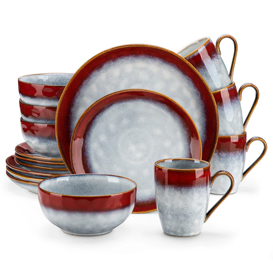 16/32/48-Piece Starry Dinner Set,Kiln Change Glaze Tableware Dinner Service with Dinner Plate,Dessert Plate,Bowl,Mug