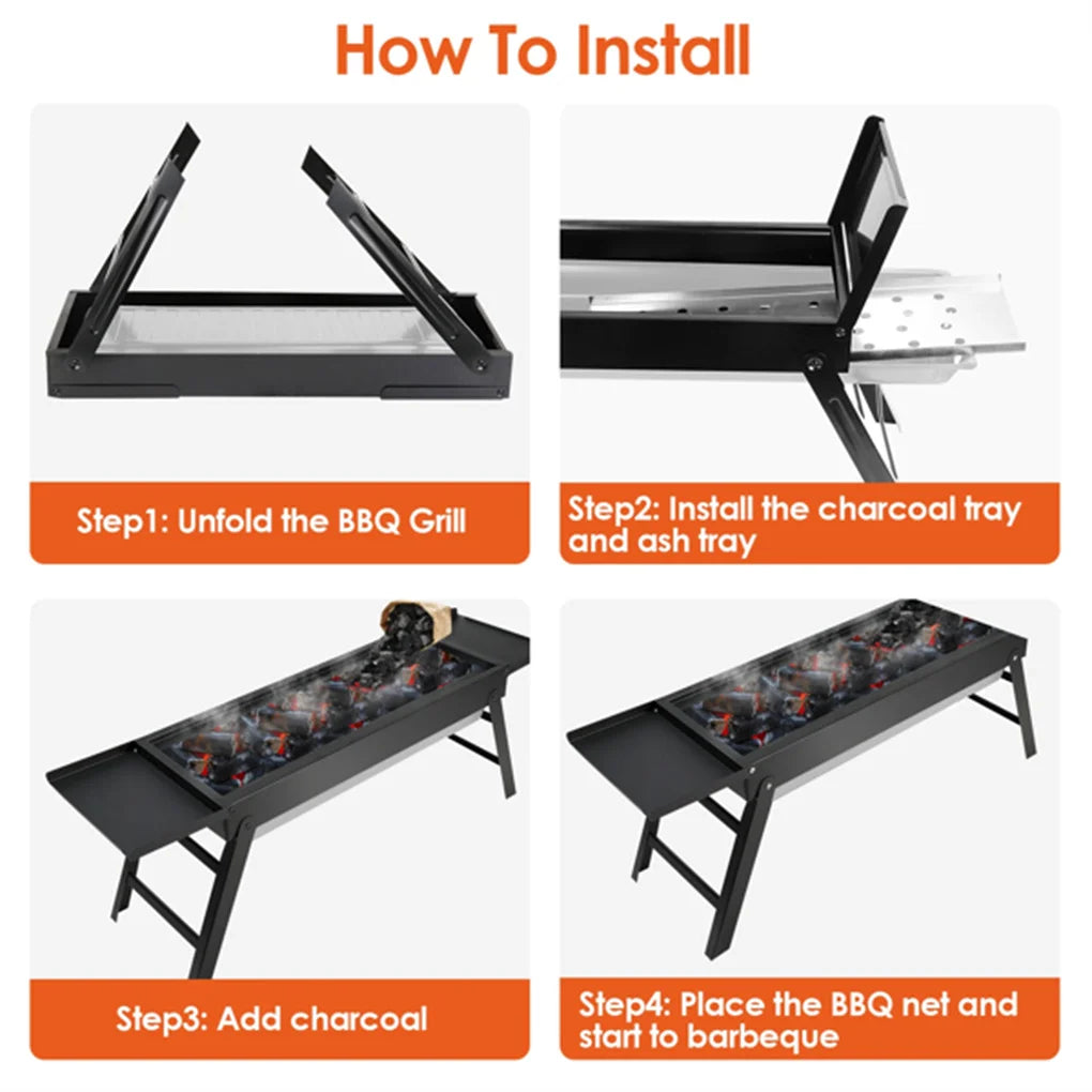 Portable BBQ Griddle, Foldable Kabob Barbecue for Outdoor Hibachi BBQ Lamb Skewer Camping Barbecue Grill in Garden Backyard