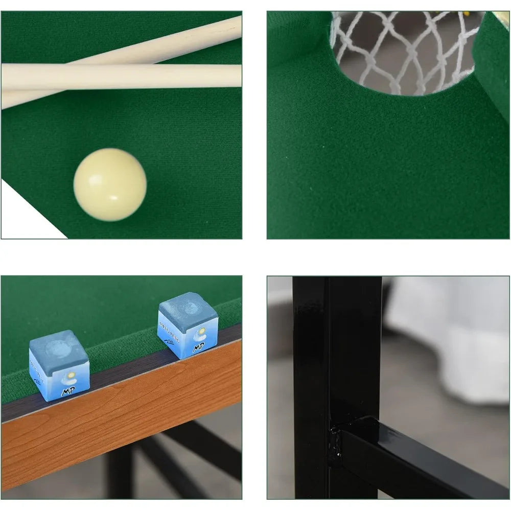 Portable Folding Billiards Table Game Pool Table for Whole Family Number Use with Cues, Ball, Rack, Chalk