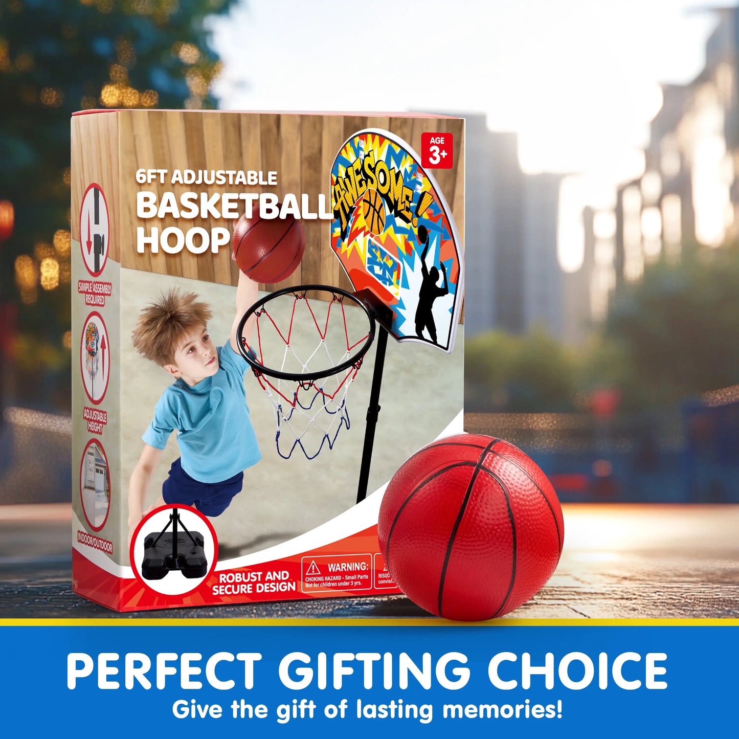 2.8-6.2 ft Adjustable Kids Basketball Hoop with 4 Balls Toddler Indoor Outdoor Basket Ball Game Set for Boys Girls