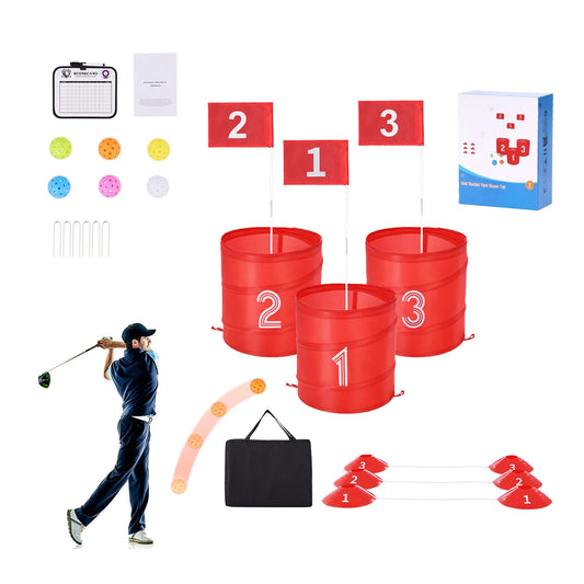 3/6/9 Hole Backyard Golf Game Portable Bucket Golf Course Practice Chipping Games for Family Outdoor Sports