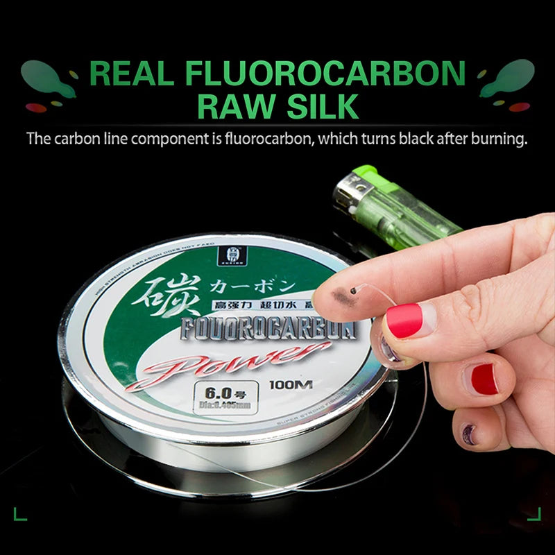 50M100M 100% Fluorocarbon Fishing Line Japanese Imported Carbon Fiber Line 1-25kg Monofilament Sinking Line Sea fishing