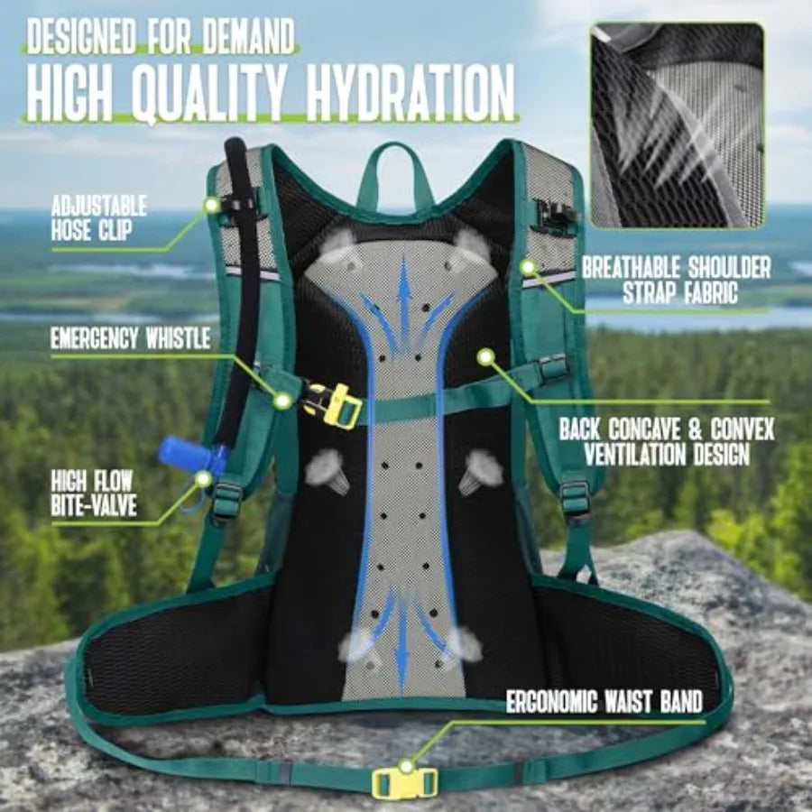 Hydration Backpack, 18L Multipurpose Hiking Backpack with 3L Water Bladder, Water Backpack Insulated Hydration
