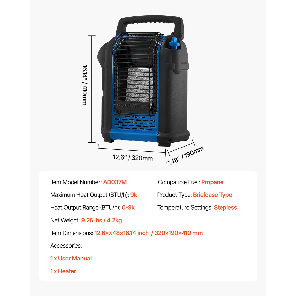 SucceBuy Portable Propane Heater with Stepless Temp Settings & Tip-over Protection Portable Garage/Shop for Sports Boating RVs