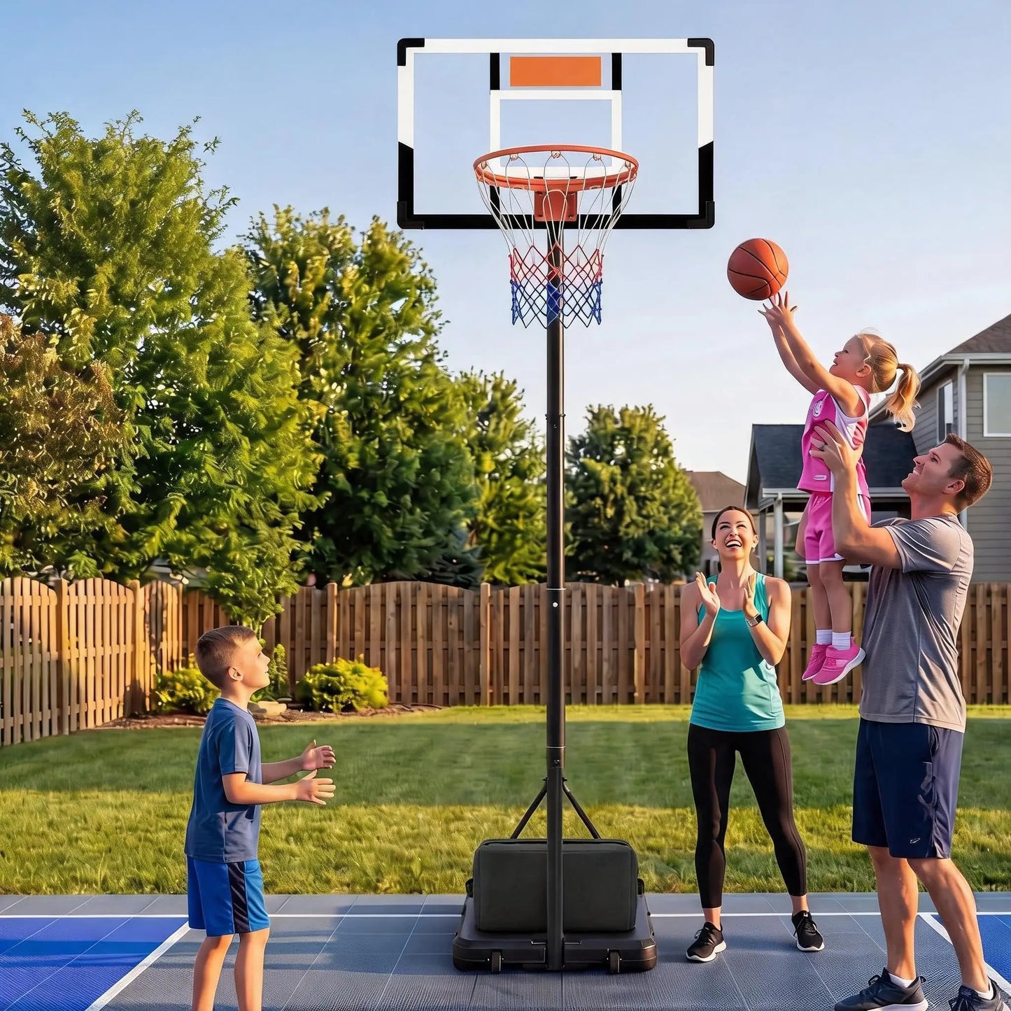 Basketball Hoop for Kids and Adults,Portable Adjustable 10 ft Basketball Hoop Outdoor Indoor,with Backboard,Net and Larger Base,in Pool Driveway Backyard Games