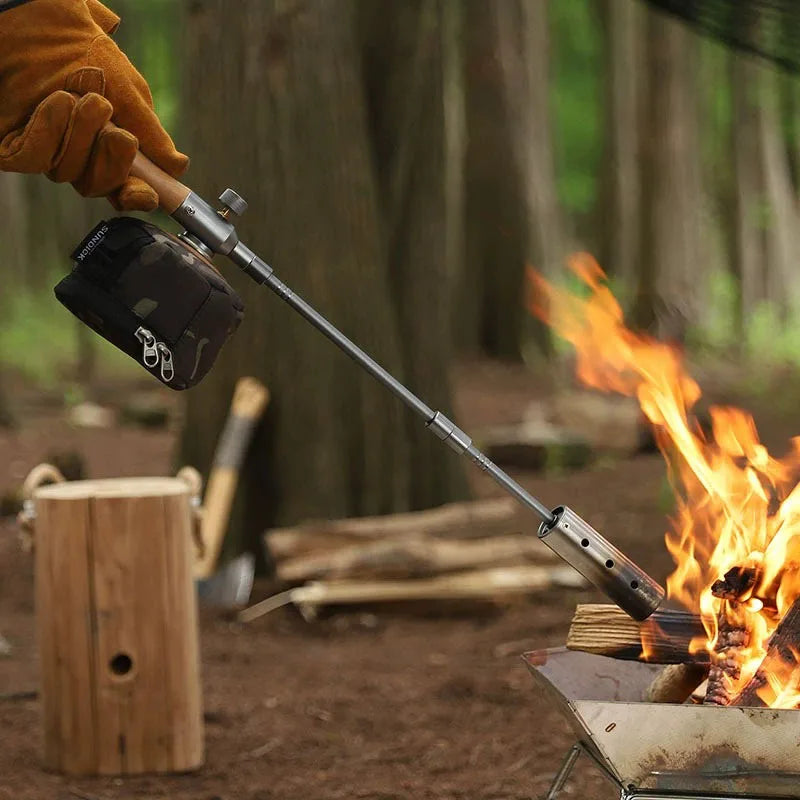 Long Handle Flamethrower, Detachable Stainless Steel Portable Camping Torch, Easy to Carry for Outdoor Fire Starting BBQ