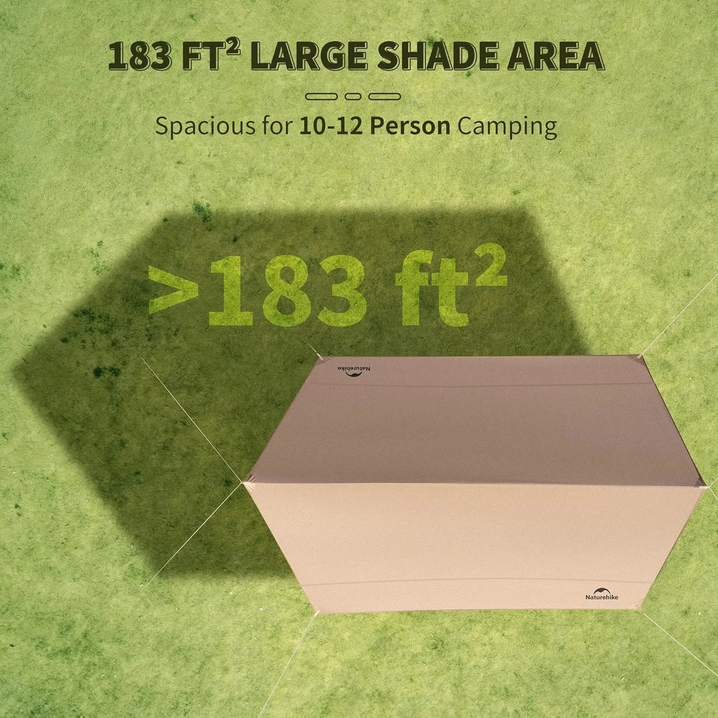 Large Camping Waterproof Canopy Camping Sun Shelter Summer Anti-UV UPF2000+ Family Ourdoor Park Beach Tent Tarp
