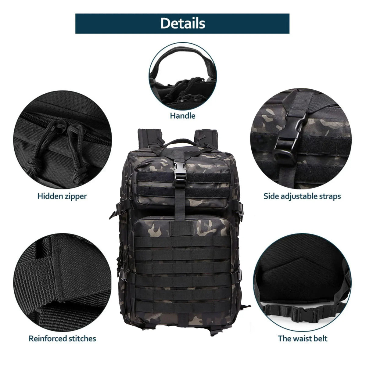 /50L Sturdy Nylon Waterproof Tactical Sports Trekking Fishing Hunting Camping Hiking Bag Backpack Outdoor Rucksacks
