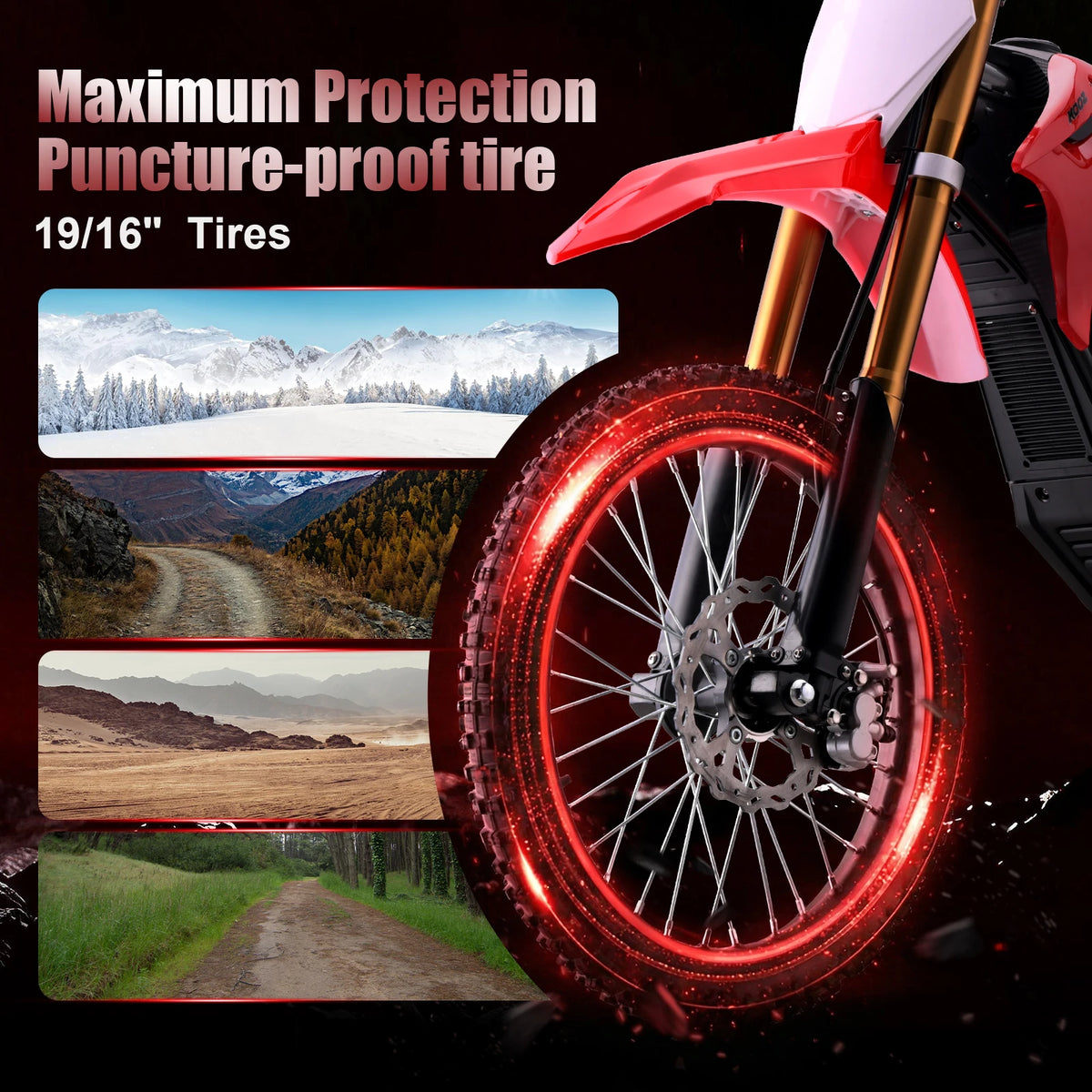 HP131E-L 72V 8000W Pro Electric Dirt Bike for Adults,3 Speed Modes Electric Motorcycle Up to 56 MPH with 19"/16" Tires.
