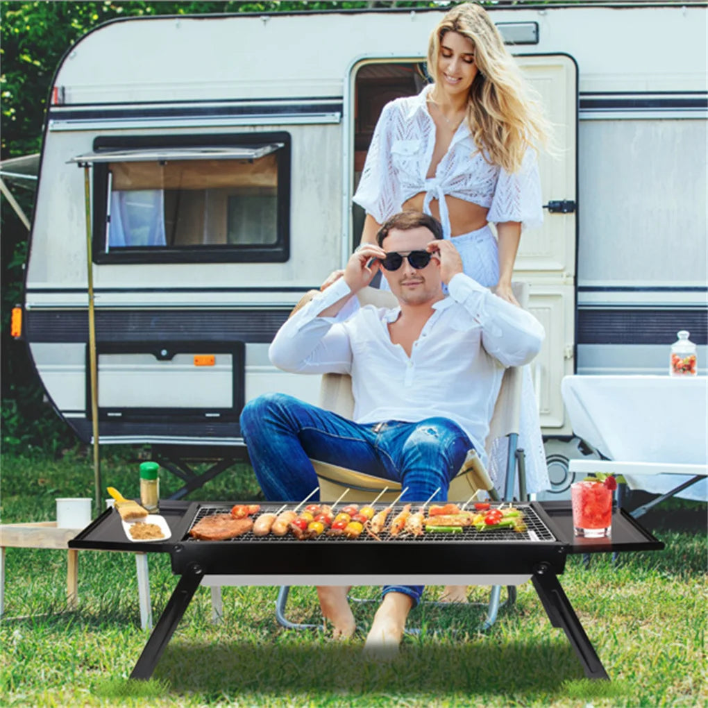 Portable BBQ Griddle, Foldable Kabob Barbecue for Outdoor Hibachi BBQ Lamb Skewer Camping Barbecue Grill in Garden Backyard