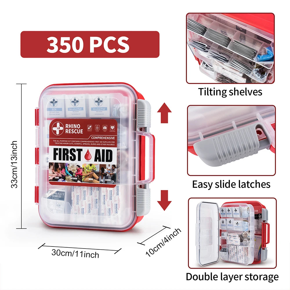 350 Pieces OSHA All-Purpose First Aid Kit, Home & Office Professional Medical Supplies,  for Emergency