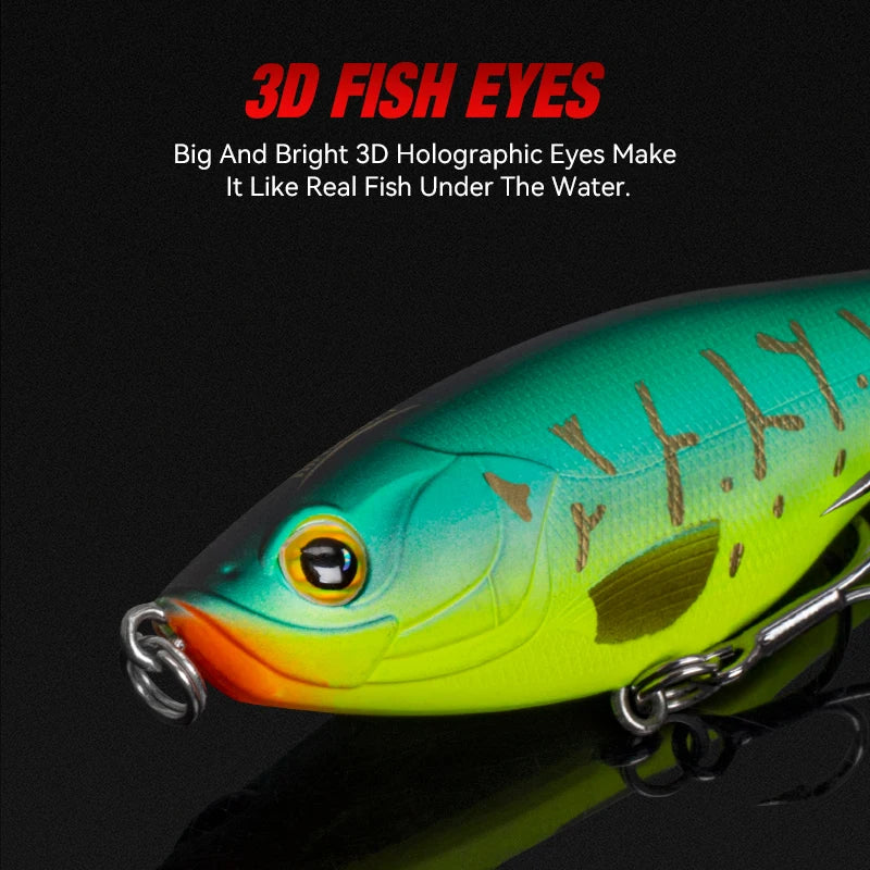 3PCS Topwater Lure Set 90mm/11g & 110mm/17g Artificial Popper Whopper Plopper Hard Wobblers for Bass Trout Pike Zander Fishing