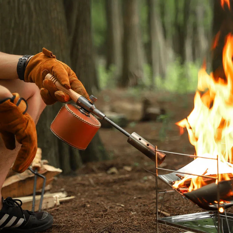 Long Handle Flamethrower, Detachable Stainless Steel Portable Camping Torch, Easy to Carry for Outdoor Fire Starting BBQ